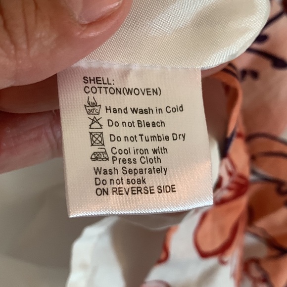 T.S. Size 8, Floral peach and purple midi dress with pockets. - Picture 9 of 10